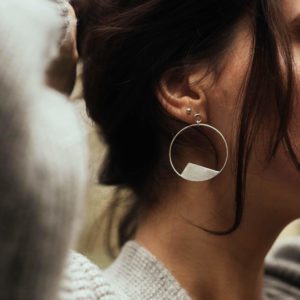 silver hoop fragment earrings